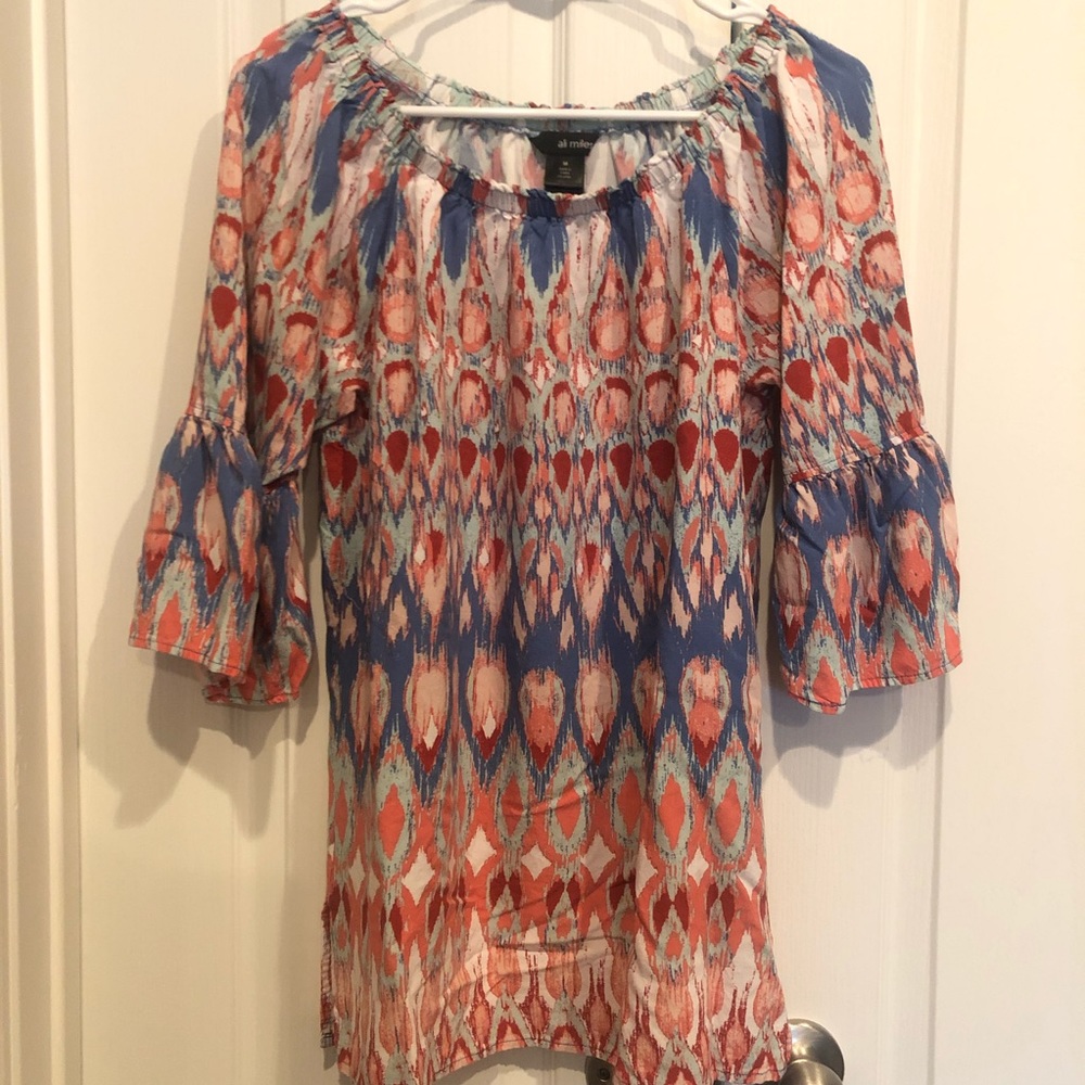 Ali Miles 3/4 Sleeve Collar Detail Top Tunic